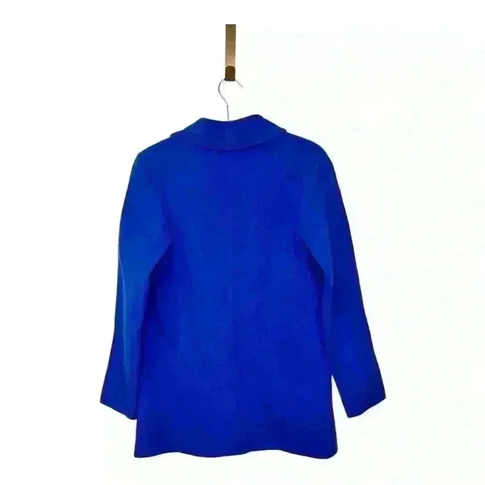 Talbots Cobalt Blue Wool Blend Sweater Blazer Boyfriend Fit Size 4 - Picture 2 of 6